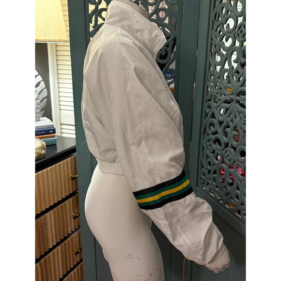 Retro Look PONY Forever 21 White Cropped Windbreaker Jacket-Lined L/S-Size L - Picture 4 of 8